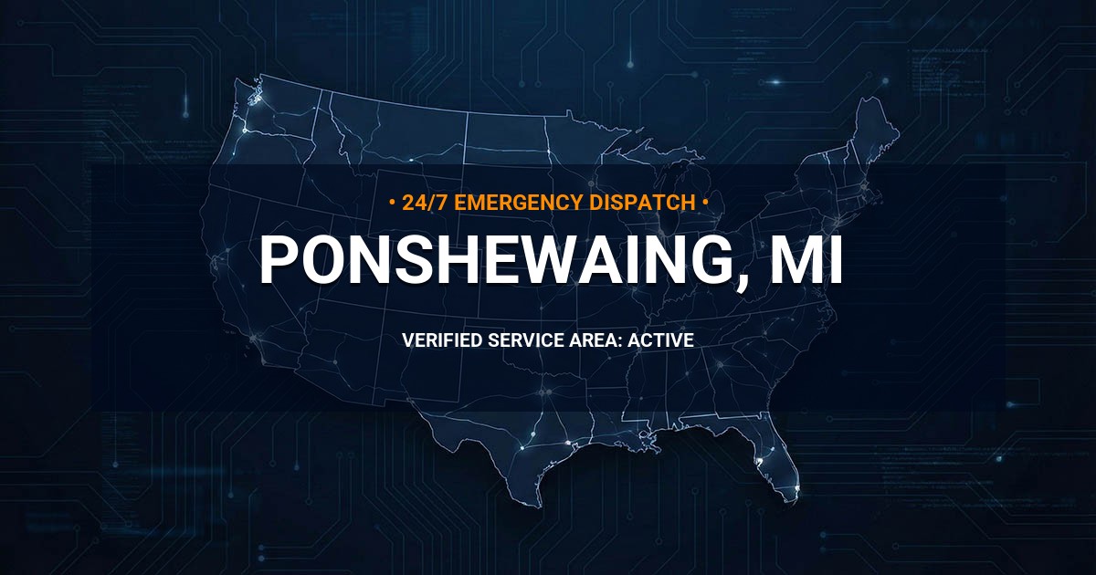 Emergency Plumbing Dispatch Map for Plumbing Services: Ponshewaing, MI