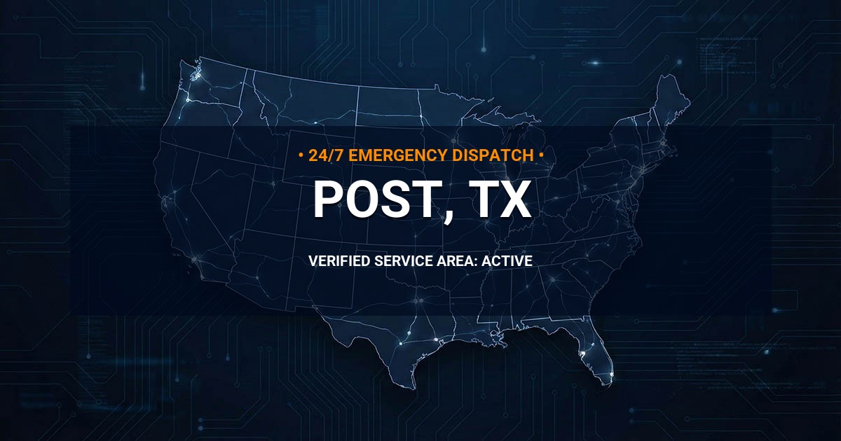 Emergency Plumbing Dispatch Map for Plumbing Services: Post, TX