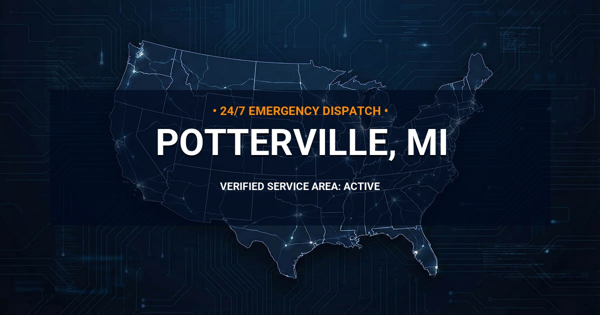 Emergency Plumbing Dispatch Map for Plumbing Services: Potterville, MI