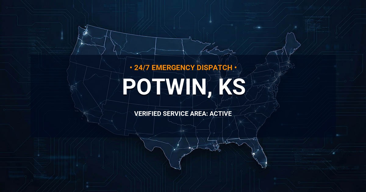 Emergency Plumbing Dispatch Map for Plumbing Services: Potwin, KS