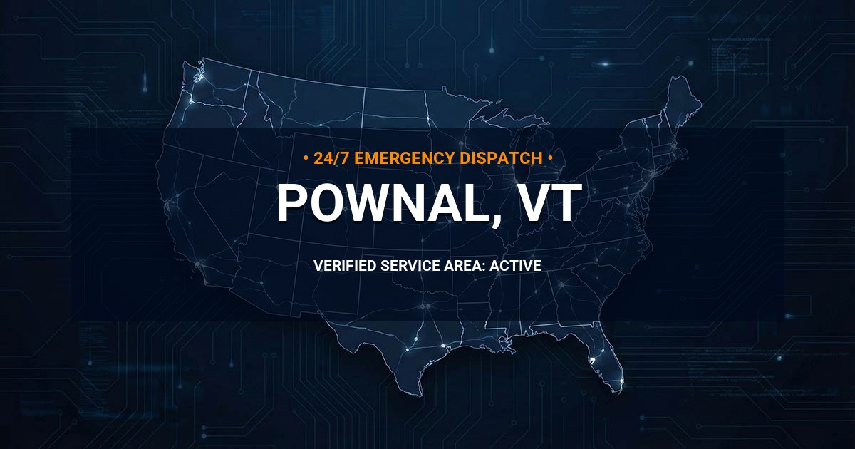 Emergency Plumbing Dispatch Map for Plumbing Services: Pownal, VT