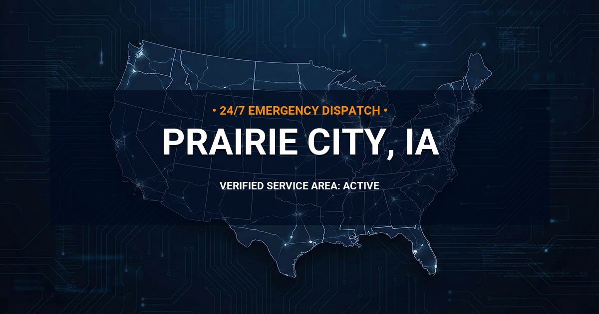 Emergency Plumbing Dispatch Map for Plumbing Services: Prairie City, IA