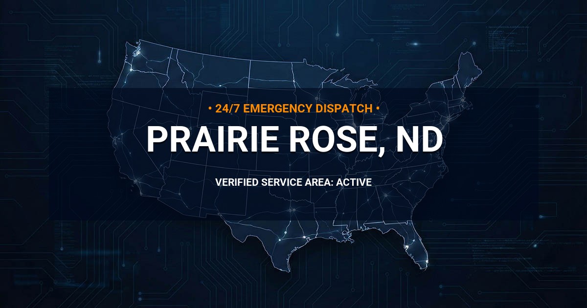 Emergency Plumbing Dispatch Map for Plumbing Services: Prairie Rose, ND