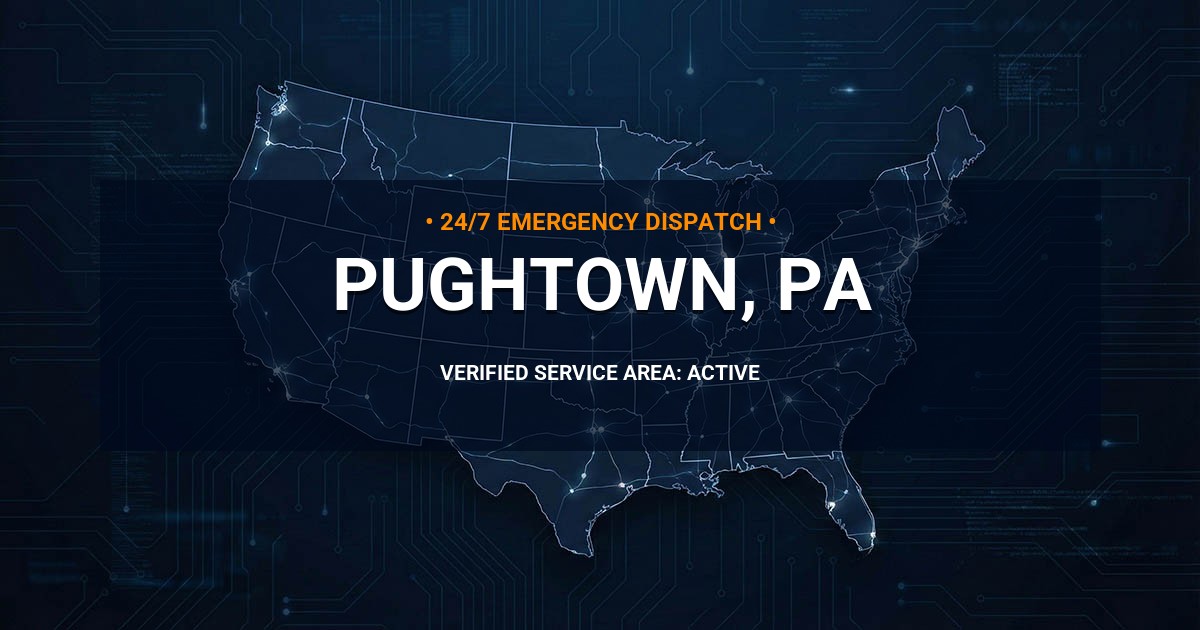 Emergency Plumbing Dispatch Map for Plumbing Services: Pughtown, PA