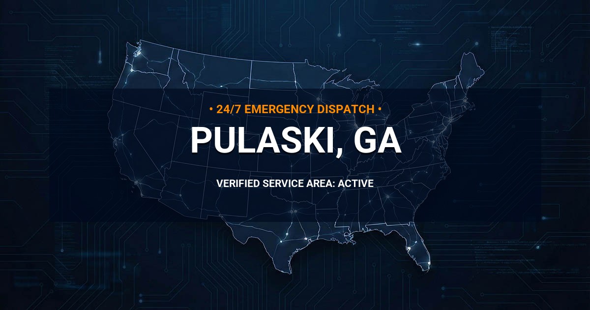 Emergency Plumbing Dispatch Map for Plumbing Services: Pulaski, GA
