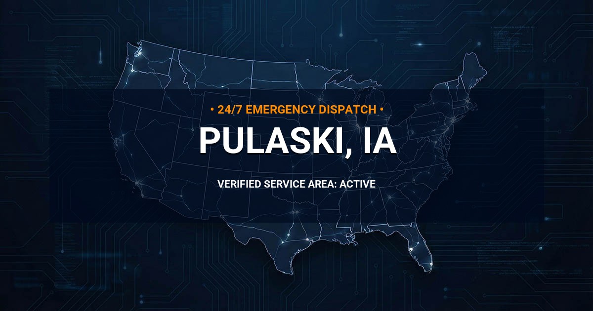 Emergency Plumbing Dispatch Map for Plumbing Services: Pulaski, IA