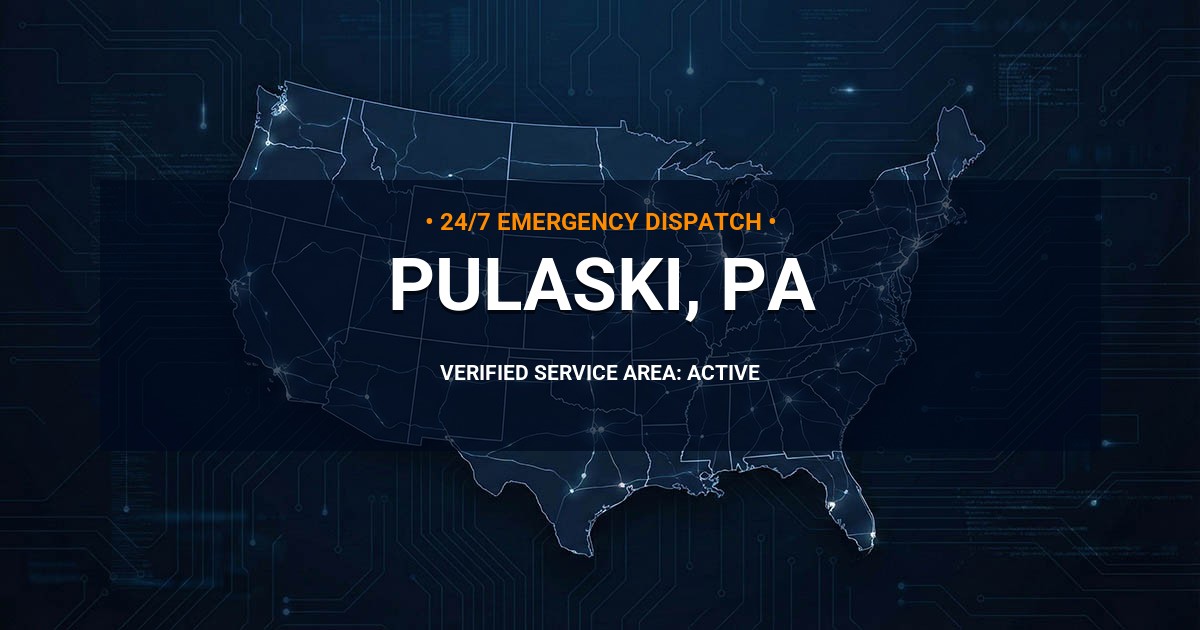 Emergency Plumbing Dispatch Map for Plumbing Services: Pulaski, PA