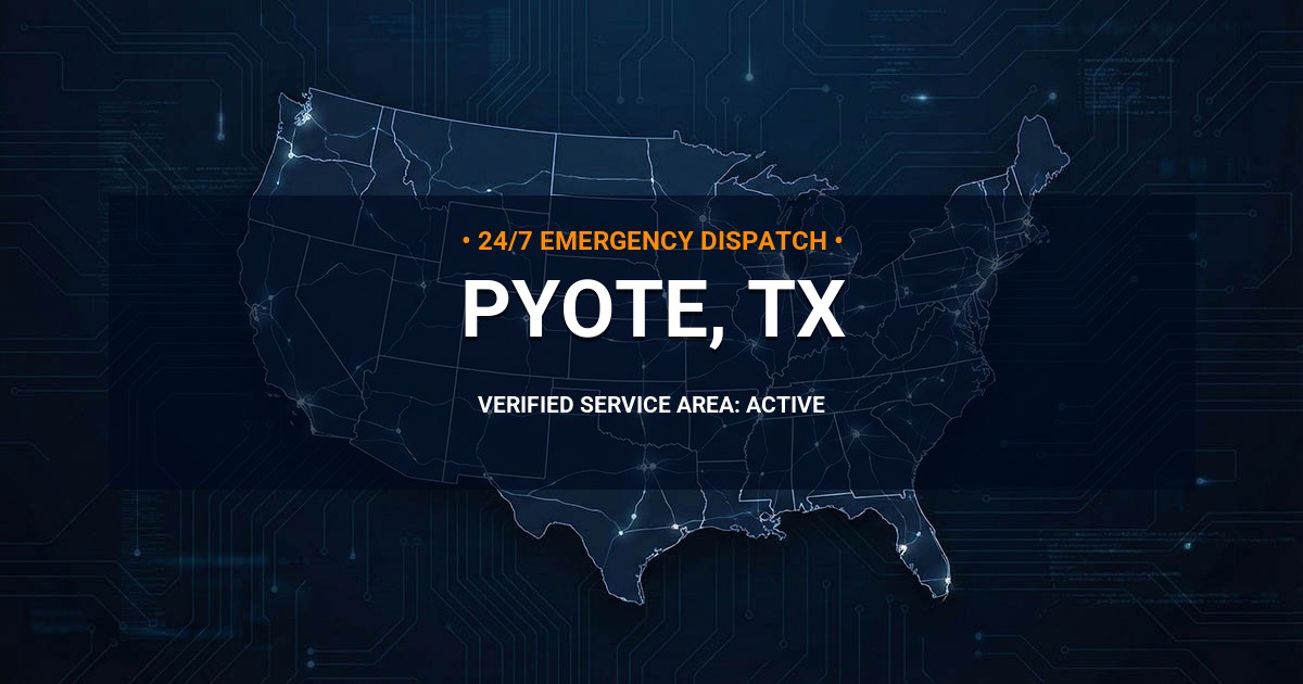 Emergency Plumbing Dispatch Map for Plumbing Services: Pyote, TX