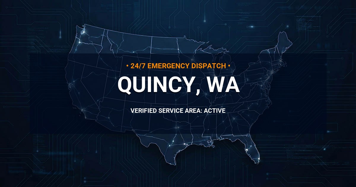 Emergency Plumbing Dispatch Map for Plumbing Services: Quincy, WA