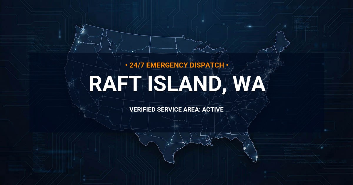 Emergency Plumbing Dispatch Map for Plumbing Services: Raft Island, WA
