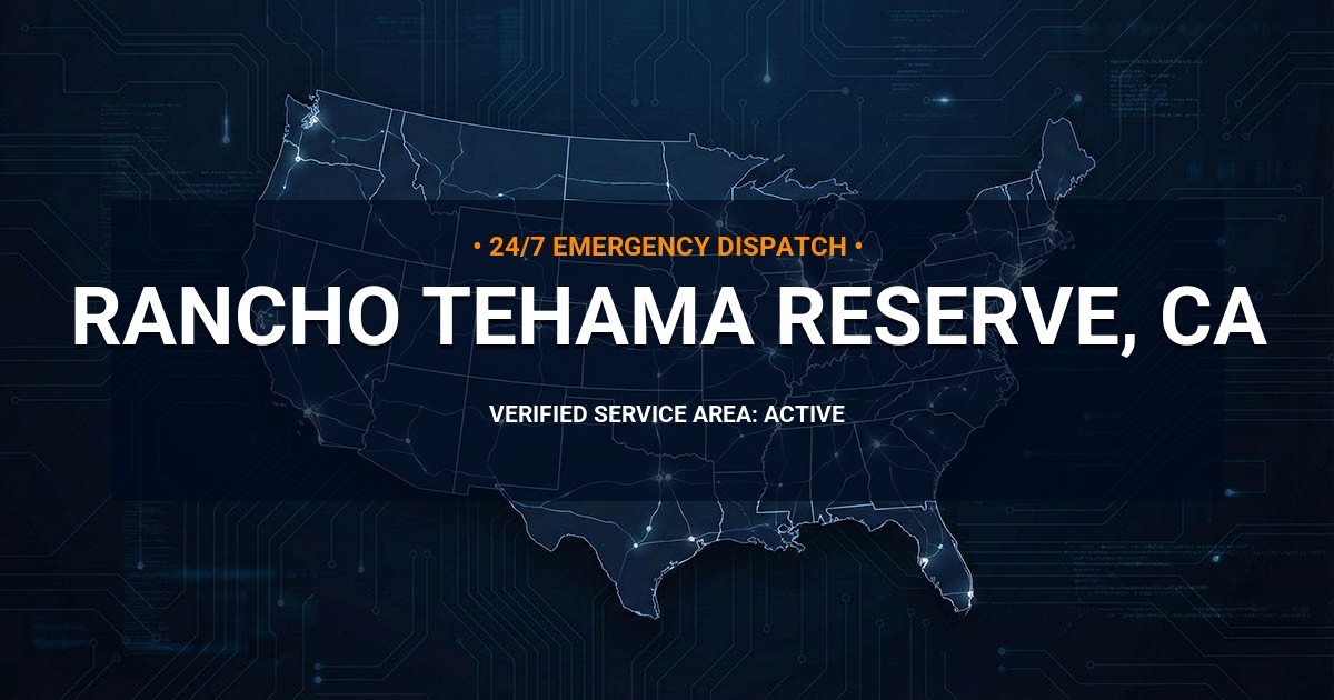 Emergency Plumbing Dispatch Map for Plumbing Services: Rancho Tehama Reserve, CA