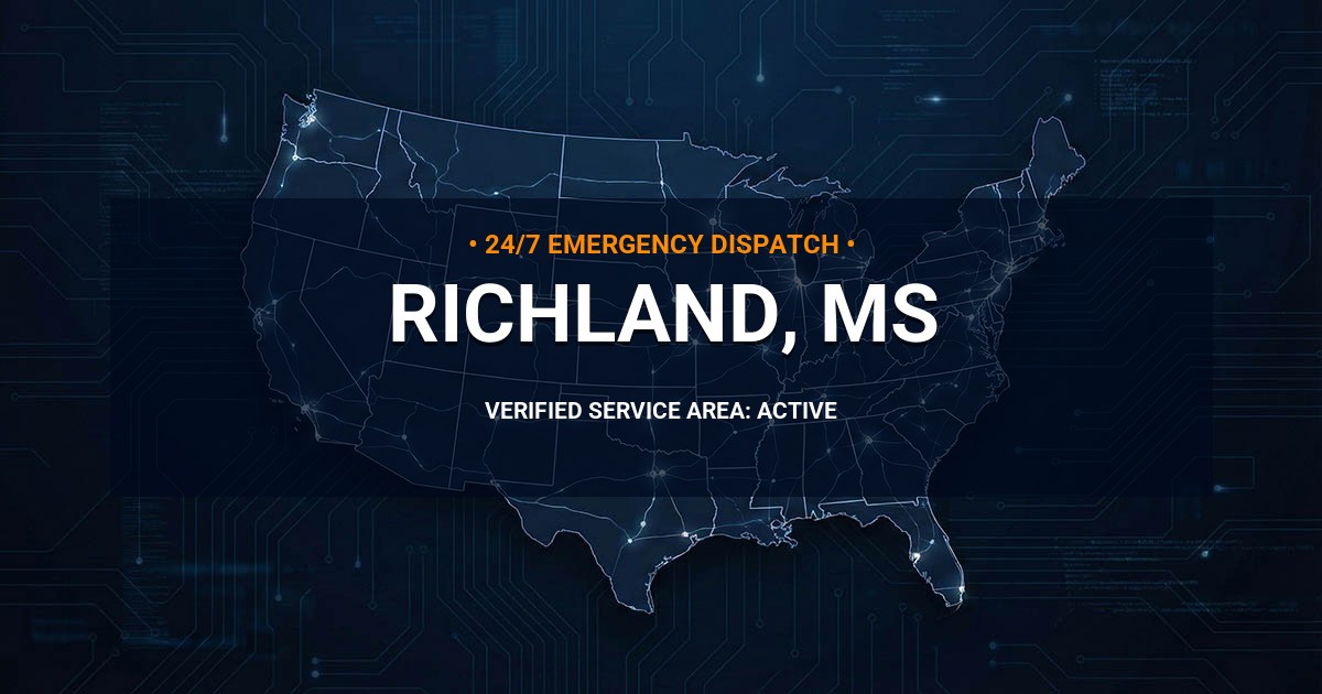 Emergency Plumbing Dispatch Map for Plumbing Services: Richland, MS