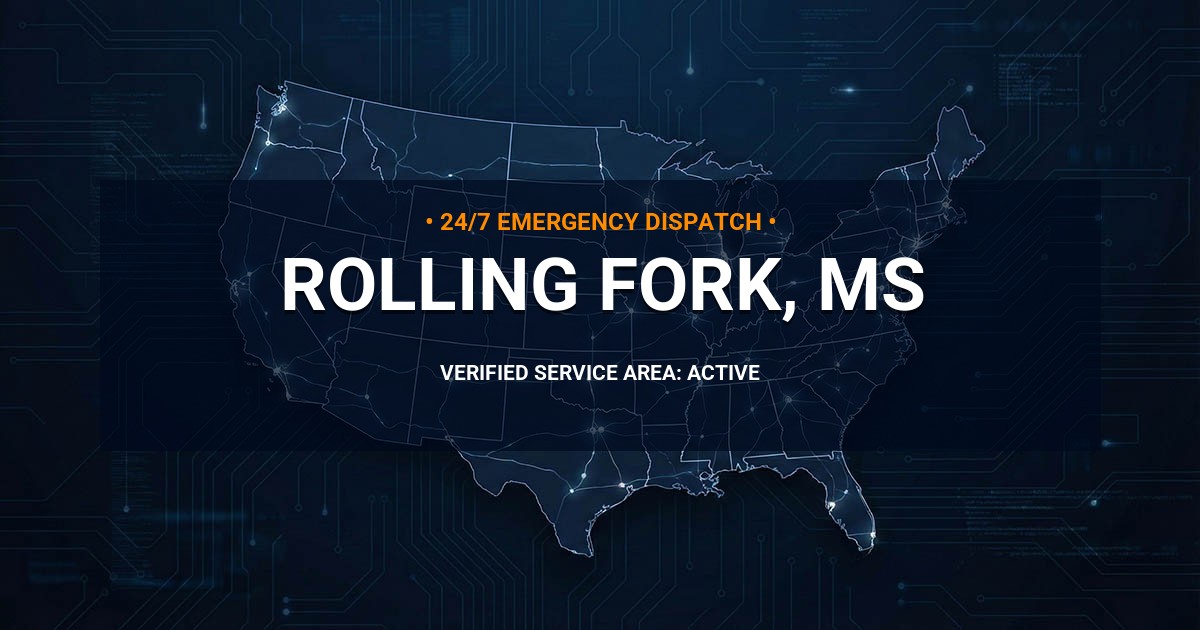Emergency Plumbing Dispatch Map for Plumbing Services: Rolling Fork, MS