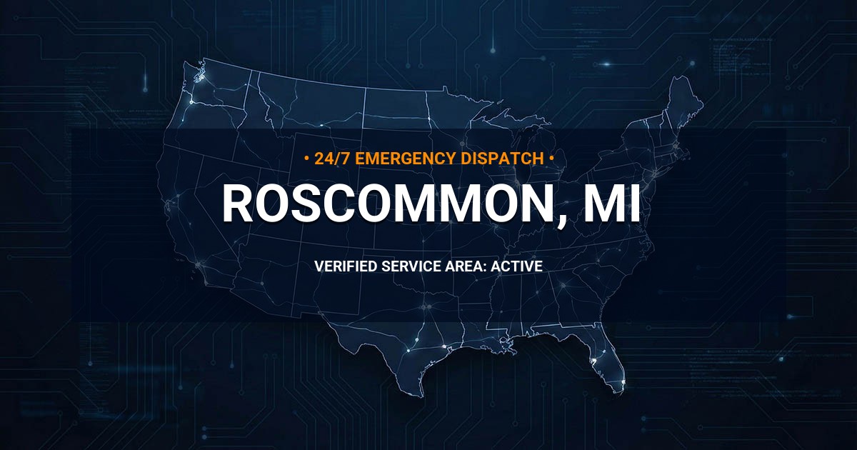 Emergency Plumbing Dispatch Map for Plumbing Services: Roscommon, MI