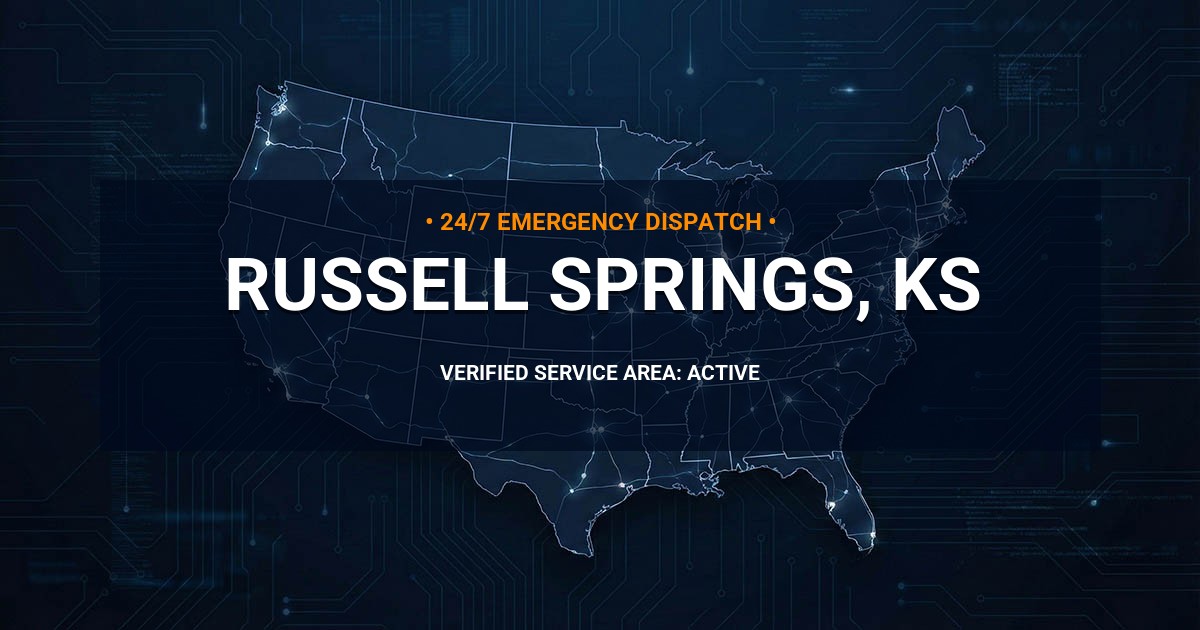 Emergency Plumbing Dispatch Map for Plumbing Services: Russell Springs, KS