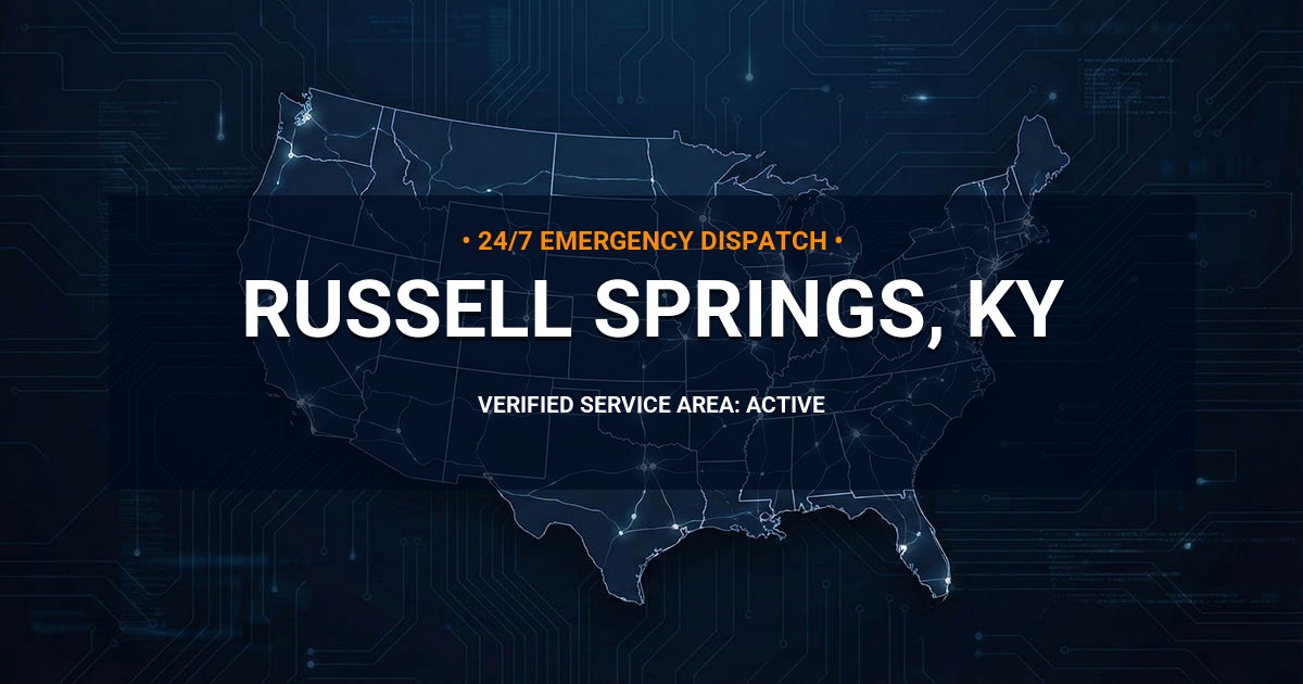 Emergency Plumbing Dispatch Map for Plumbing Services: Russell Springs, KY