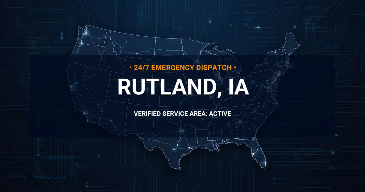 Emergency Plumbing Dispatch Map for Plumbing Services: Rutland, IA