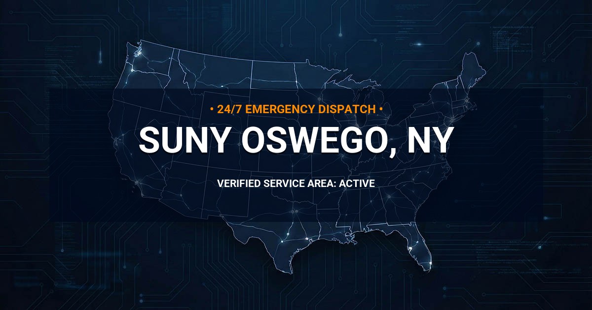 Emergency Plumbing Dispatch Map for Plumbing Services: SUNY Oswego, NY