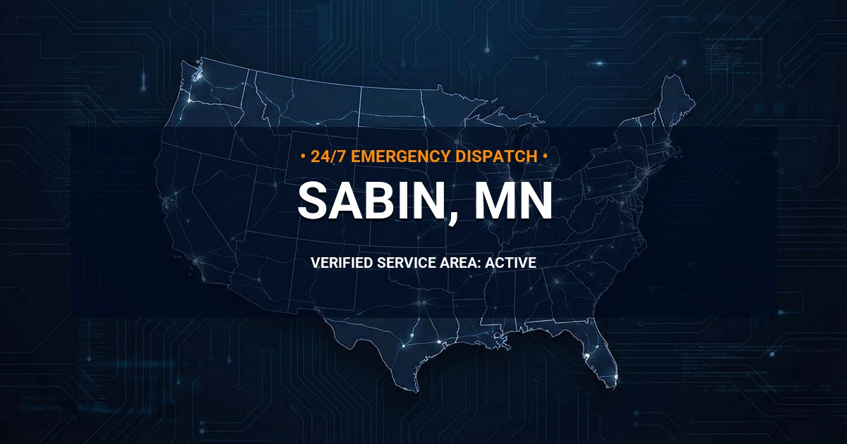Emergency Plumbing Dispatch Map for Plumbing Services: Sabin, MN