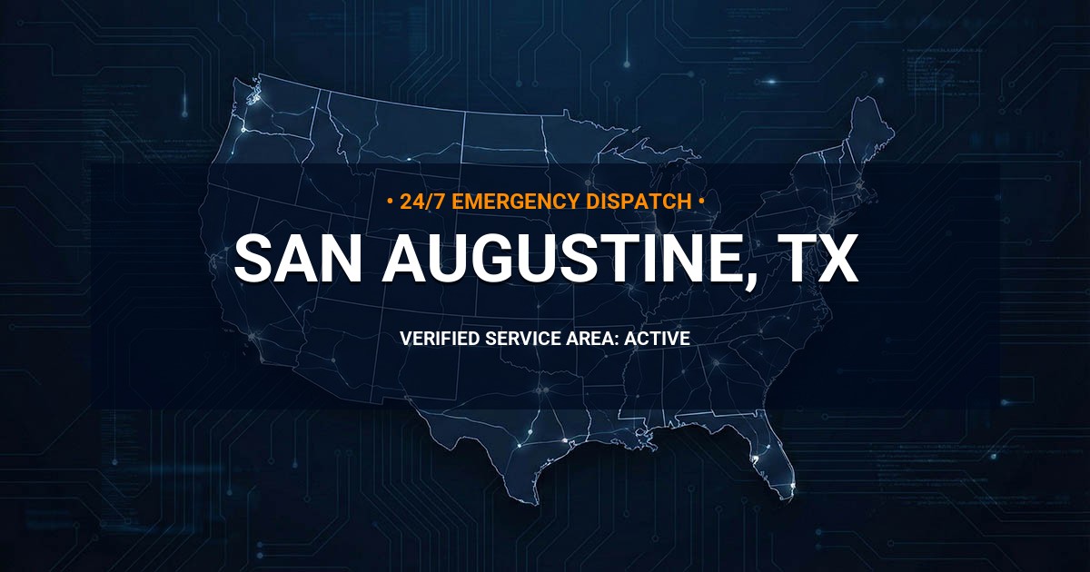 Emergency Plumbing Dispatch Map for Plumbing Services: San Augustine, TX