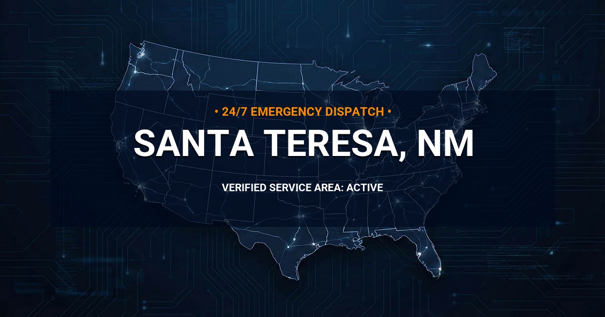 Emergency Plumbing Dispatch Map for Plumbing Services: Santa Teresa, NM