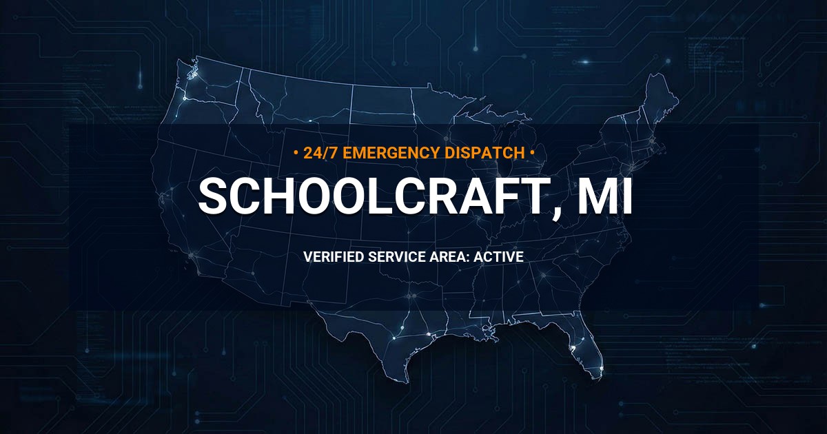 Emergency Plumbing Dispatch Map for Plumbing Services: Schoolcraft, MI