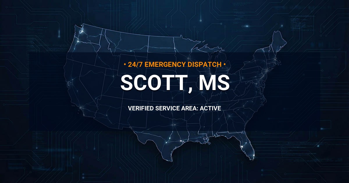 Emergency Plumbing Dispatch Map for Plumbing Services: Scott, MS
