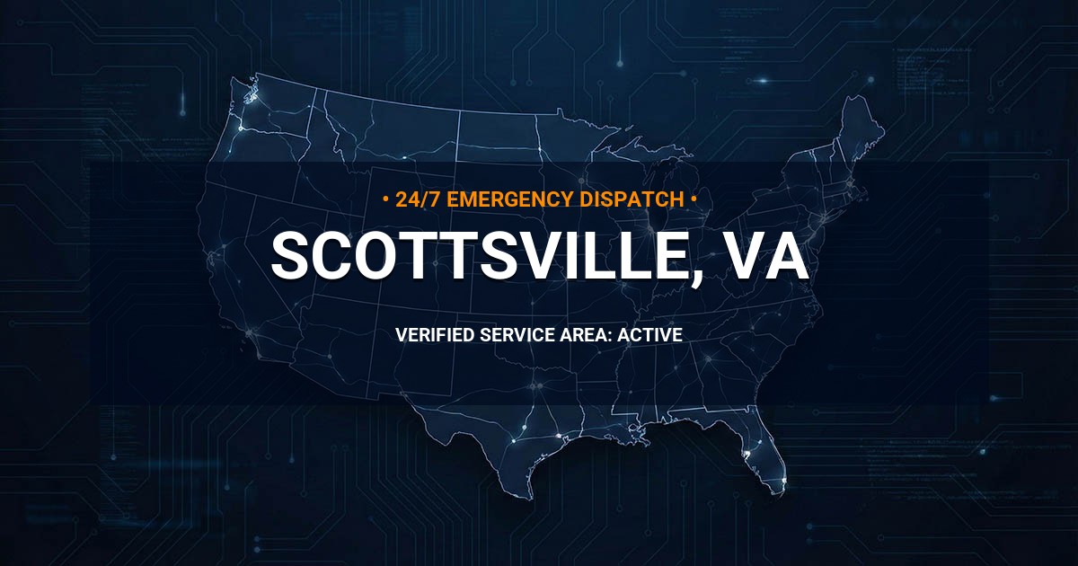 Emergency Plumbing Dispatch Map for Plumbing Services: Scottsville, VA