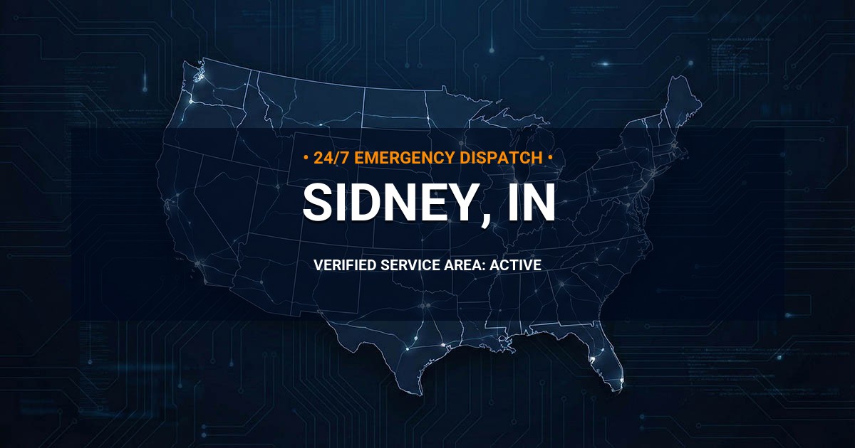 Emergency Plumbing Dispatch Map for Plumbing Services: Sidney, IN