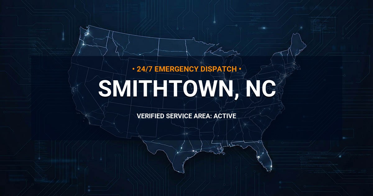 Emergency Plumbing Dispatch Map for Plumbing Services: Smithtown, NC