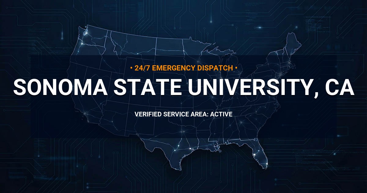 Emergency Plumbing Dispatch Map for Plumbing Services: Sonoma State University, CA