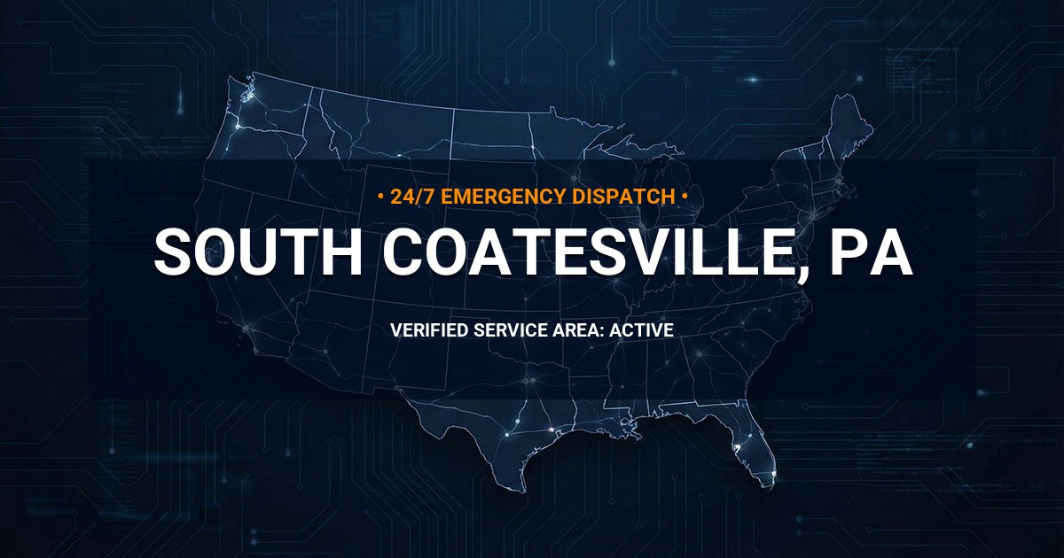 Emergency Plumbing Dispatch Map for Plumbing Services: South Coatesville, PA