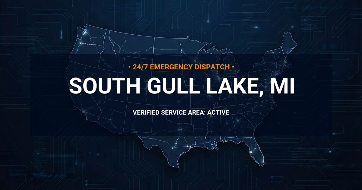 Emergency Plumbing Dispatch Map for Plumbing Services: South Gull Lake, MI
