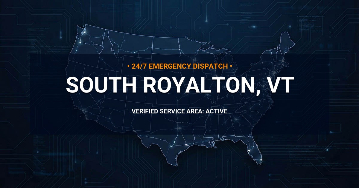 Emergency Plumbing Dispatch Map for Plumbing Services: South Royalton, VT
