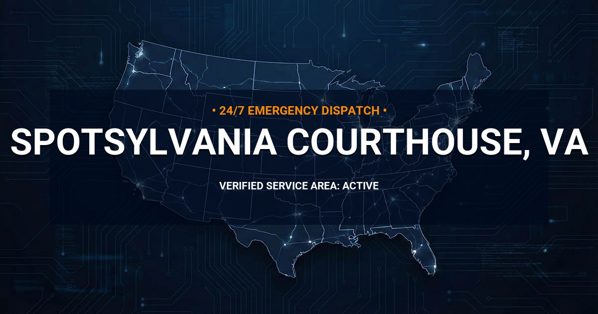 Emergency Plumbing Dispatch Map for Plumbing Services: Spotsylvania Courthouse, VA