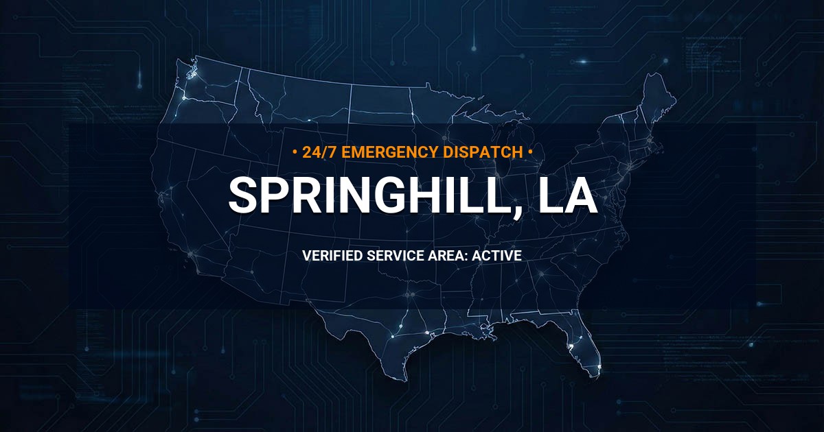 Emergency Plumbing Dispatch Map for Plumbing Services: Springhill, LA