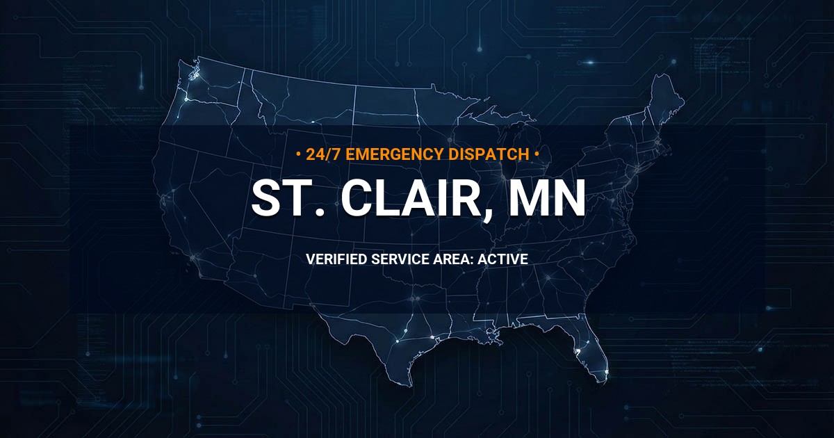 Emergency Plumbing Dispatch Map for Plumbing Services: St. Clair, MN
