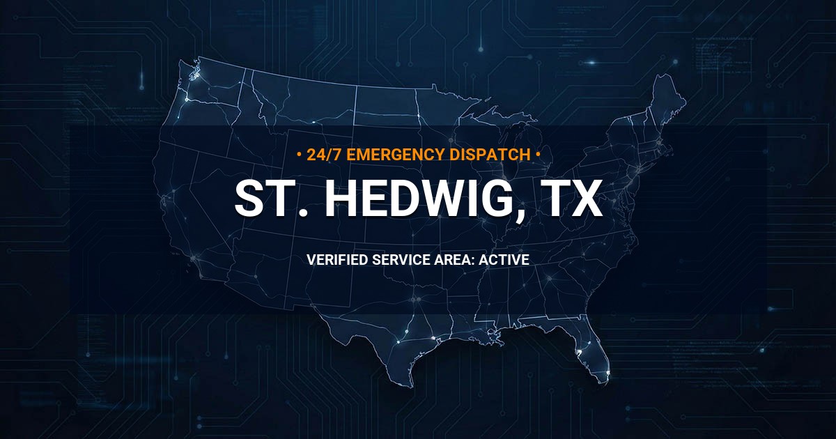 Emergency Plumbing Dispatch Map for Plumbing Services: St. Hedwig, TX