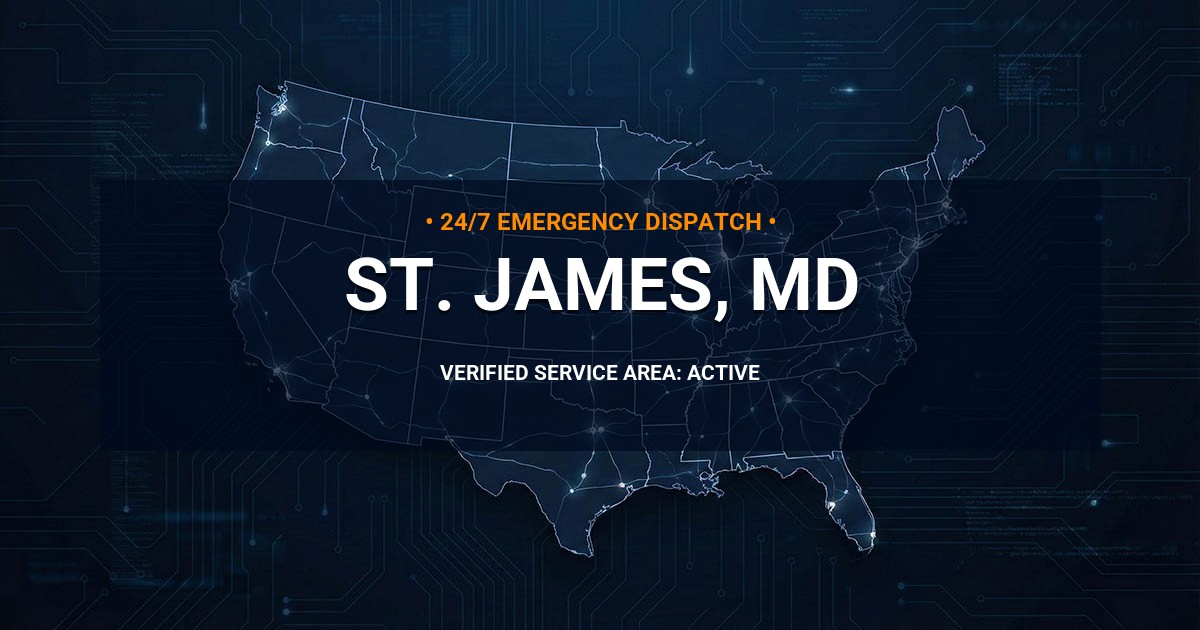 Emergency Plumbing Dispatch Map for Plumbing Services: St. James, MD
