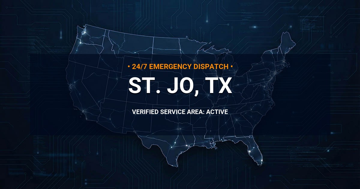 Emergency Plumbing Dispatch Map for Plumbing Services: St. Jo, TX
