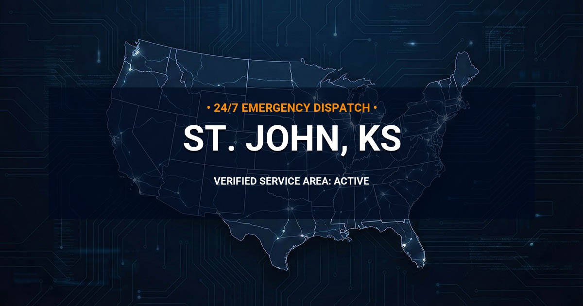 Emergency Plumbing Dispatch Map for Plumbing Services: St. John, KS