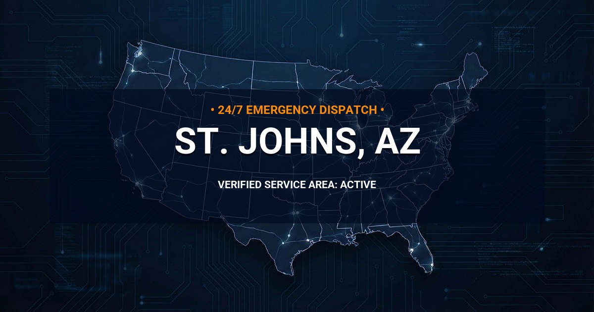 Emergency Plumbing Dispatch Map for Plumbing Services: St. Johns, AZ