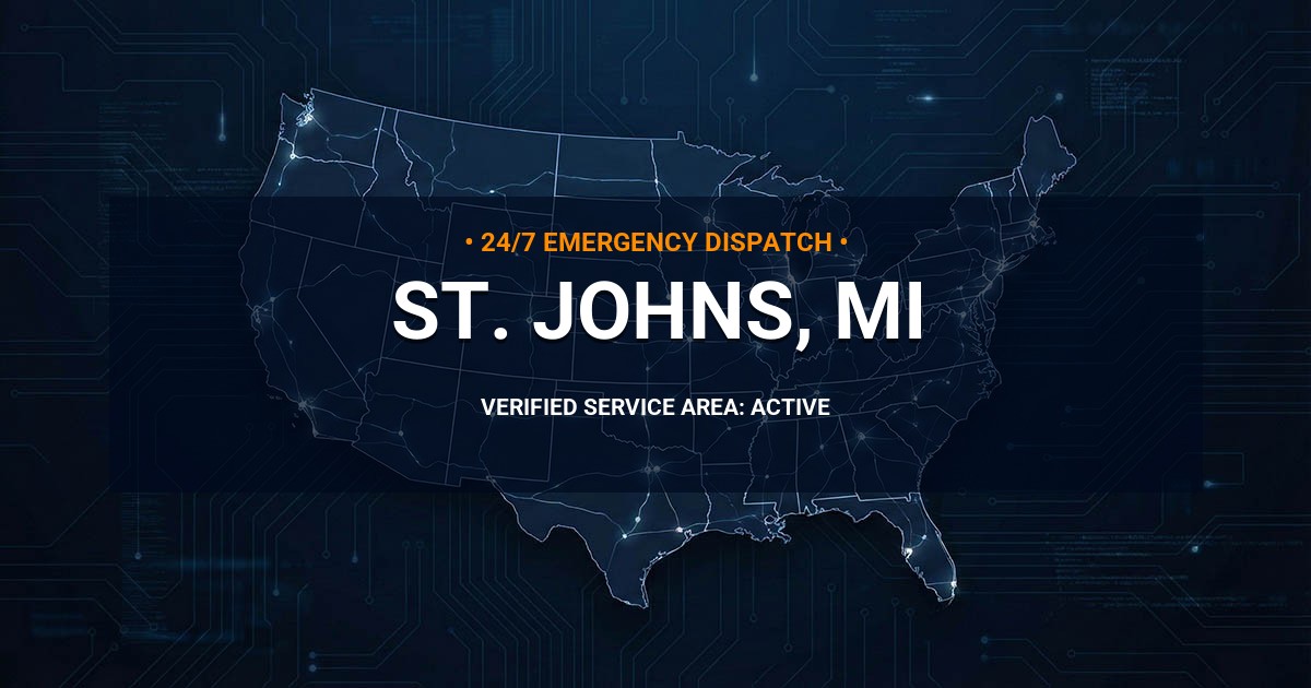 Emergency Plumbing Dispatch Map for Plumbing Services: St. Johns, MI