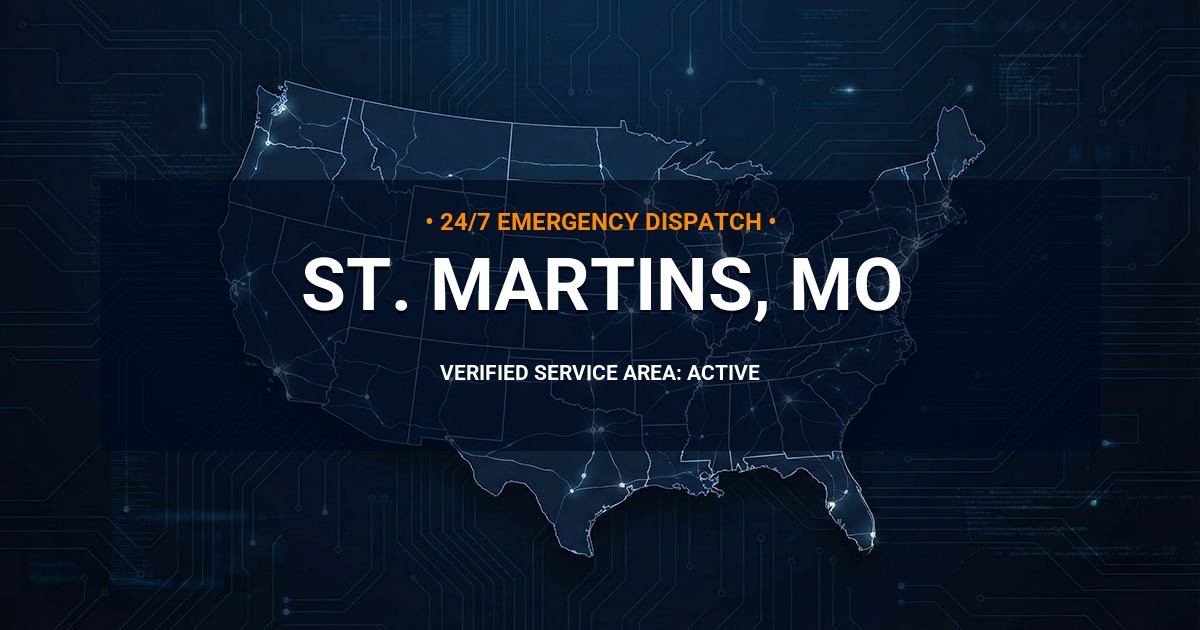 Emergency Plumbing Dispatch Map for Plumbing Services: St. Martins, MO