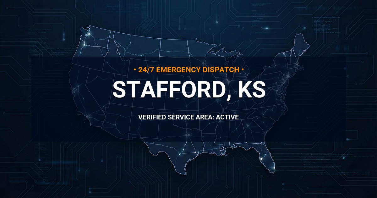 Emergency Plumbing Dispatch Map for Plumbing Services: Stafford, KS