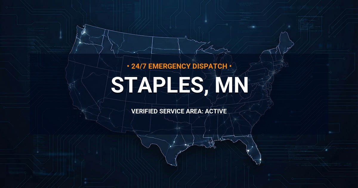 Emergency Plumbing Dispatch Map for Plumbing Services: Staples, MN