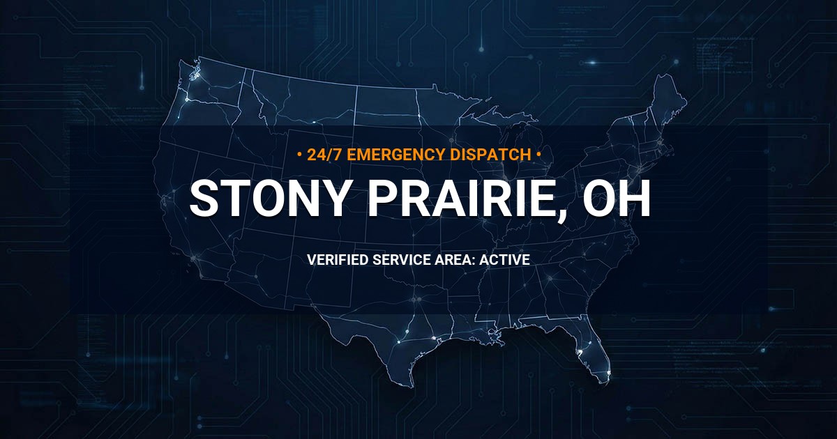 Emergency Plumbing Dispatch Map for Plumbing Services: Stony Prairie, OH