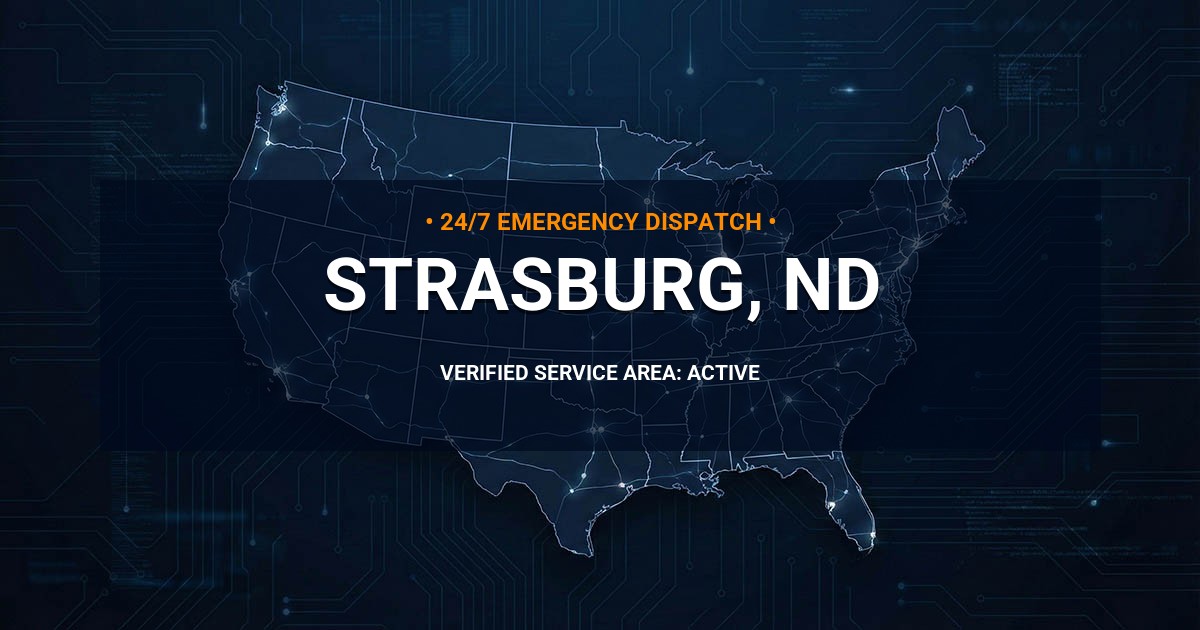 Emergency Plumbing Dispatch Map for Plumbing Services: Strasburg, ND