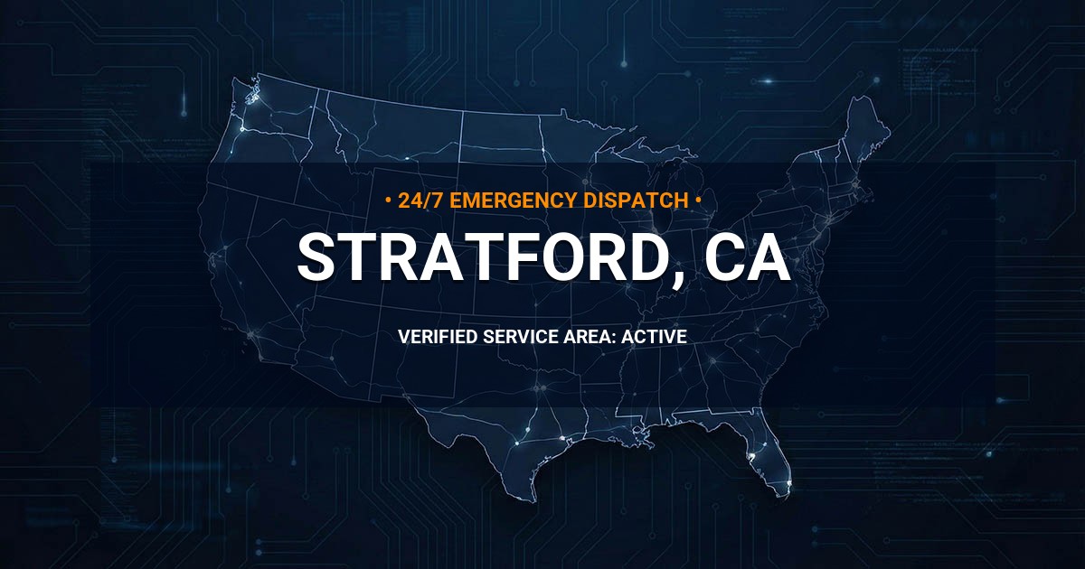 Emergency Plumbing Dispatch Map for Plumbing Services: Stratford, CA