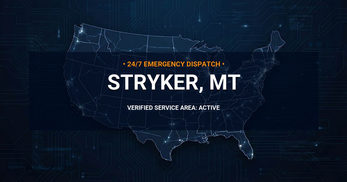 Emergency Plumbing Dispatch Map for Plumbing Services: Stryker, MT